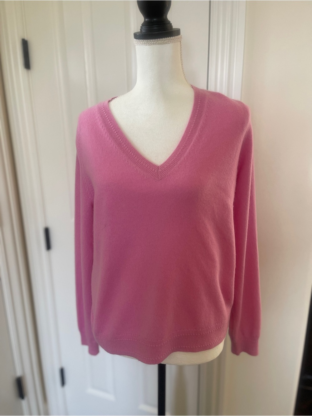 Boden Bright Rose Pink V-Neck Sweater
